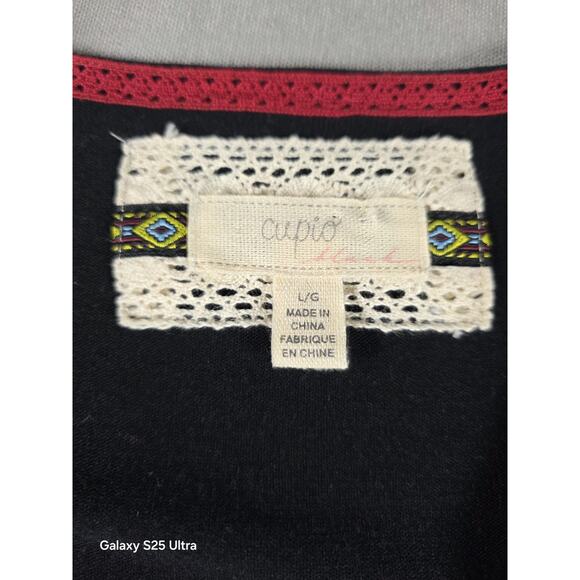 Cupio Open Front Cardigan Large Floral Embroidered Boho Lagenlook LIghtweight - Picture 3 of 6